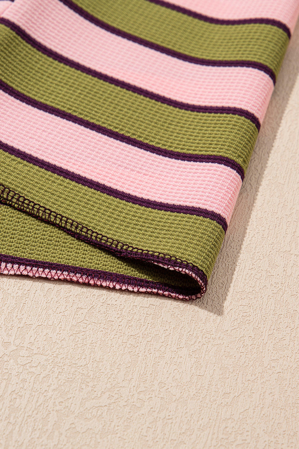 Spinach Green Striped V-Neck Rib-knit Pullover Top - The Fair Lady Shop