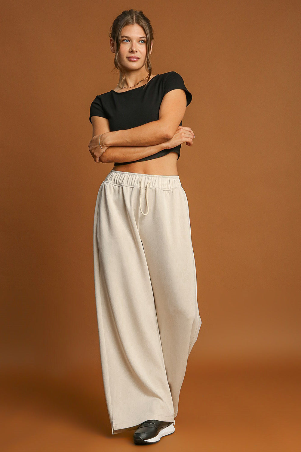 Apricot Solid Color Wide Leg Pants - The Fair Lady Shop