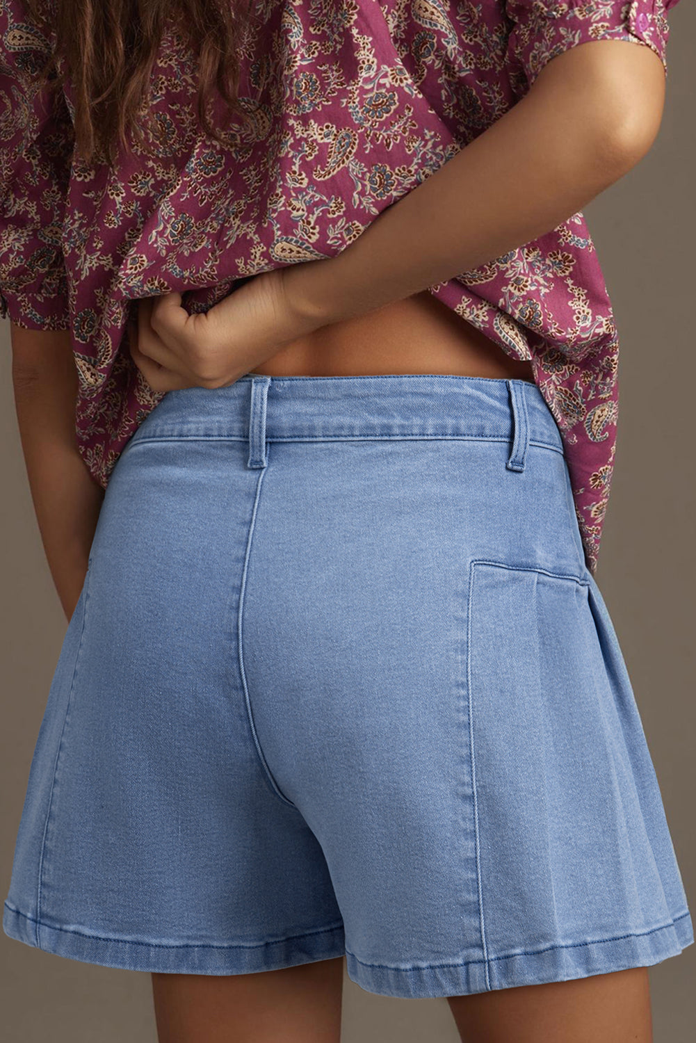 Dusk Blue Flared Denim Shorts - The Fair Lady Shop