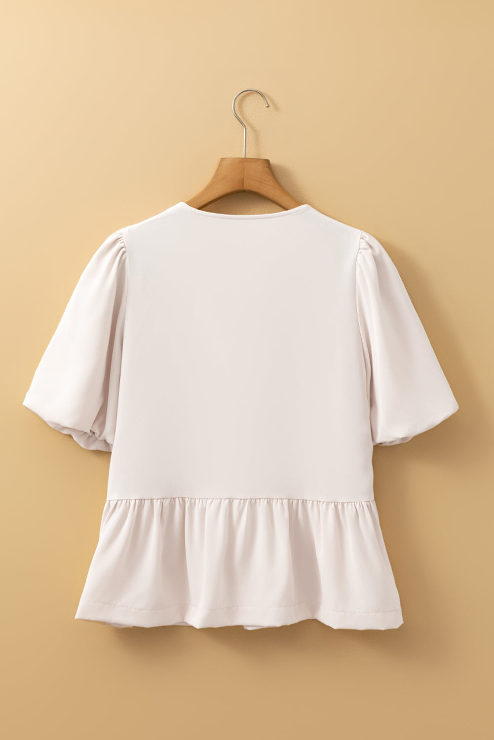 White Sweet Bowknot Puff Sleeve Peplum Blouse - The Fair Lady Shop