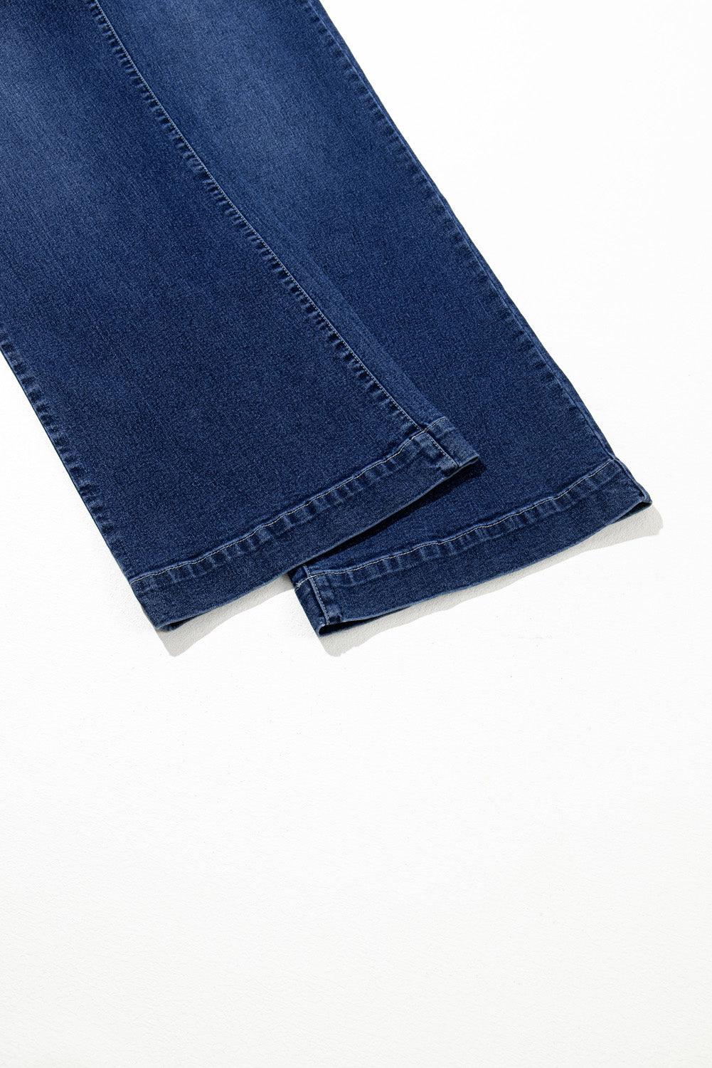 Sail Blue Wide Leg Pocketed High Waist Jeans - The Fair Lady Shop
