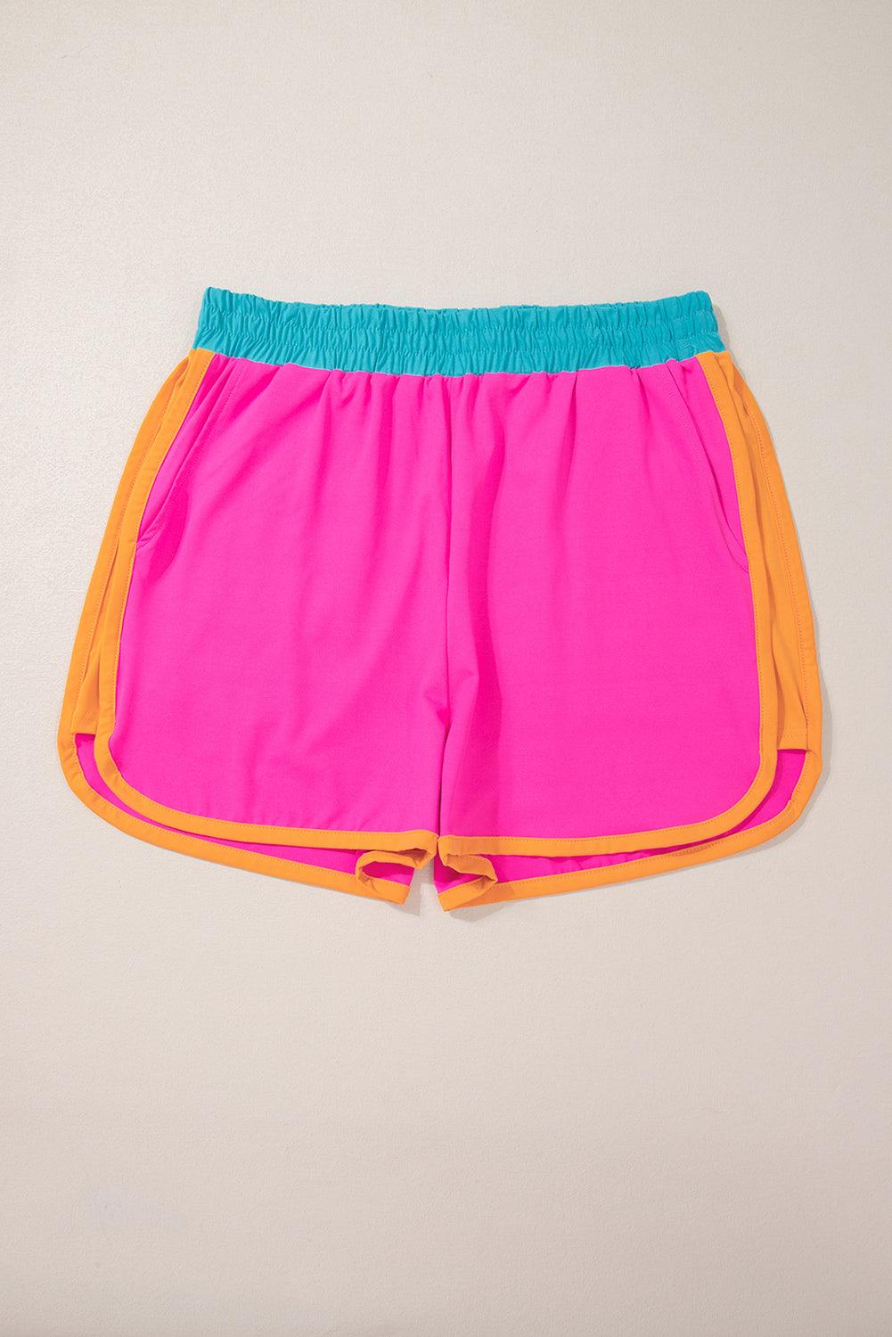 Peach Blossom Color Block Loose Fit Top & Elastic Waist Shorts Set - The Fair Lady Shop
