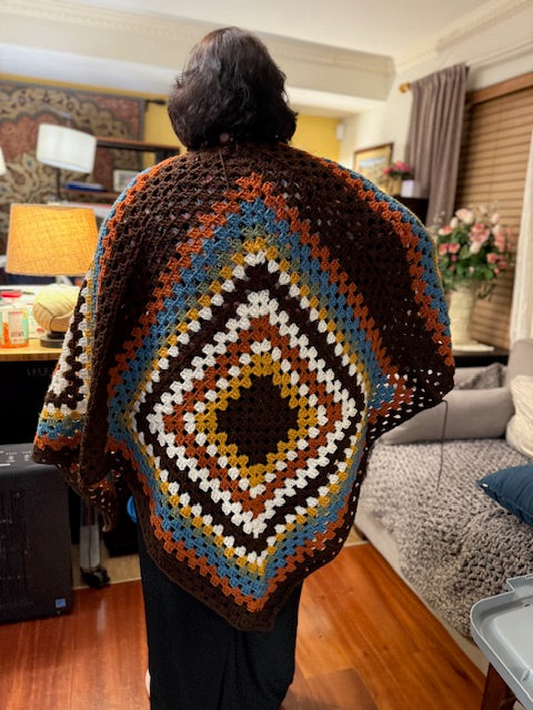 Rebeca’s Signature Earthtone Diamond Poncho | Custom Crochet Beauty - The Fair Lady Shop