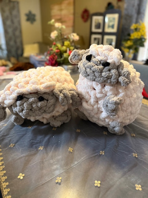 Snuggle Sheep Duo – Handcrafted Crochet Plushies by Rebeca - The Fair Lady Shop