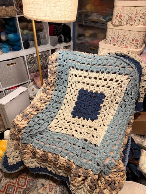 The Coastal Serenity Blanket – 5x5 Custom Crochet Comfort by Rebeca - The Fair Lady Shop