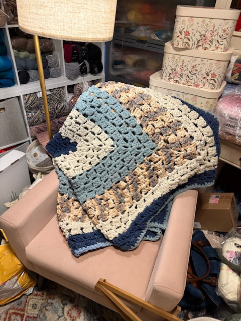 The Coastal Serenity Blanket – 5x5 Custom Crochet Comfort by Rebeca - The Fair Lady Shop