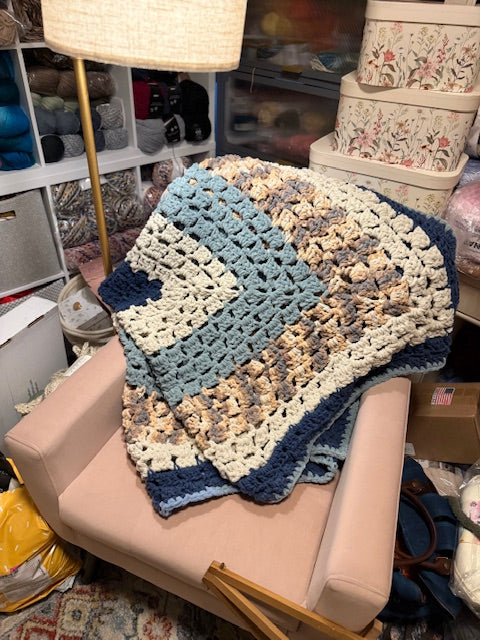 The Coastal Serenity Blanket – 5x5 Custom Crochet Comfort by Rebeca - The Fair Lady Shop