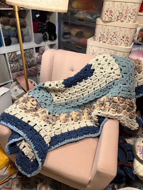 The Coastal Serenity Blanket – 5x5 Custom Crochet Comfort by Rebeca - The Fair Lady Shop