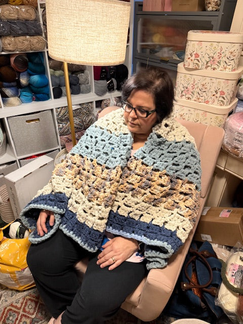 The Coastal Serenity Blanket – 5x5 Custom Crochet Comfort by Rebeca - The Fair Lady Shop