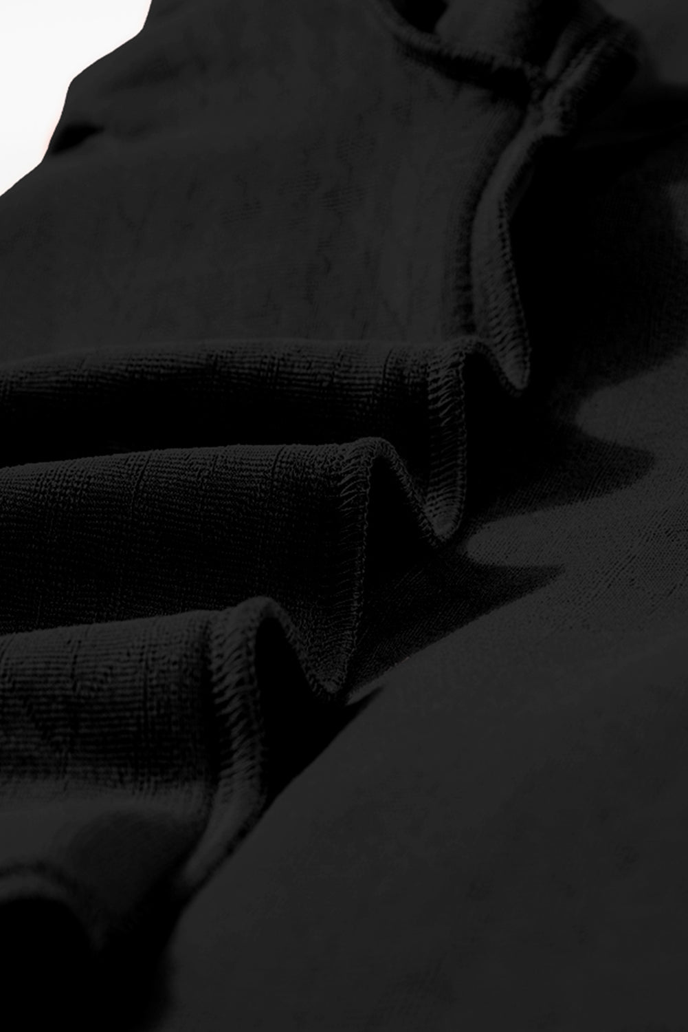 Black Cable Texture Puff Sleeve Loose Shacket