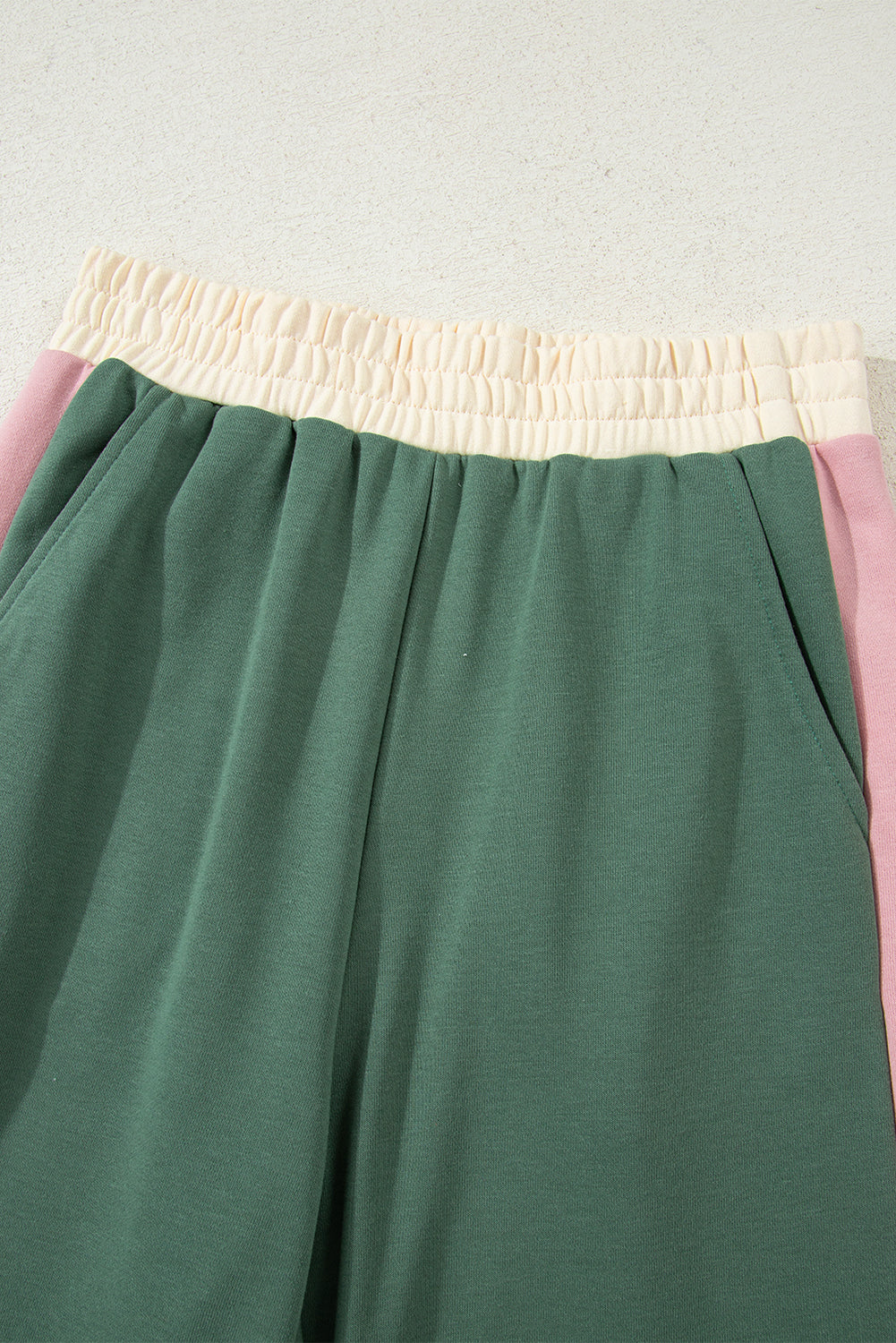 Mist Green 2pcs Color Block Pullover Loose Pant Set