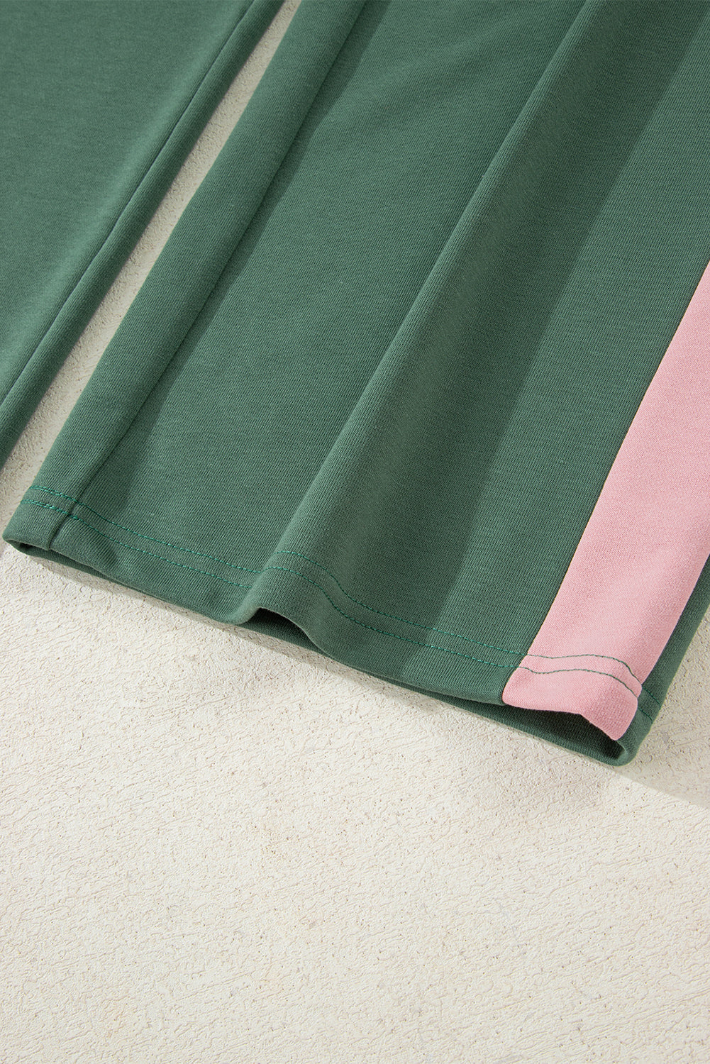 Mist Green 2pcs Color Block Pullover Loose Pant Set