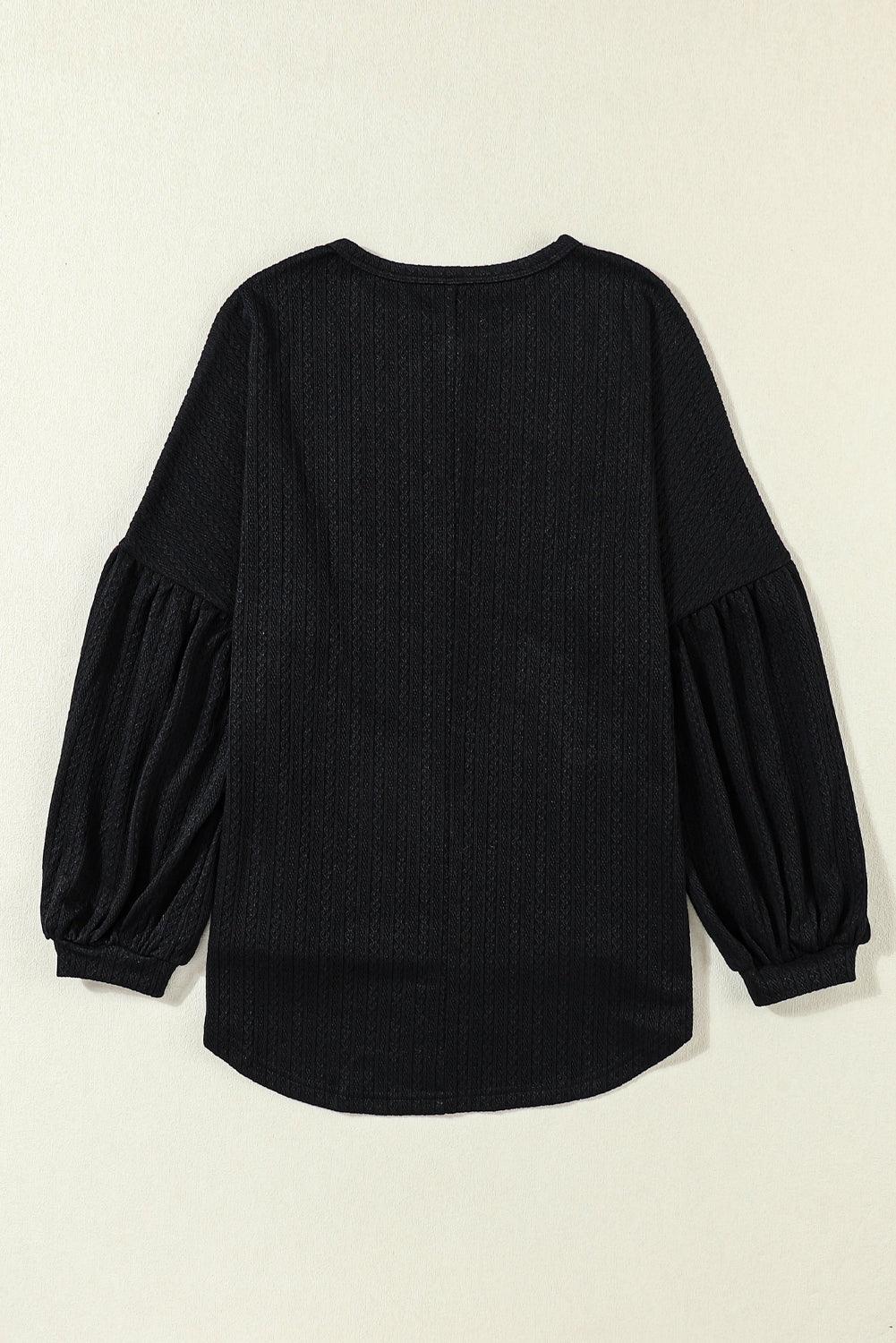 Ruby Solid Color Textured Lantern Sleeve Top - The Fair Lady Shop