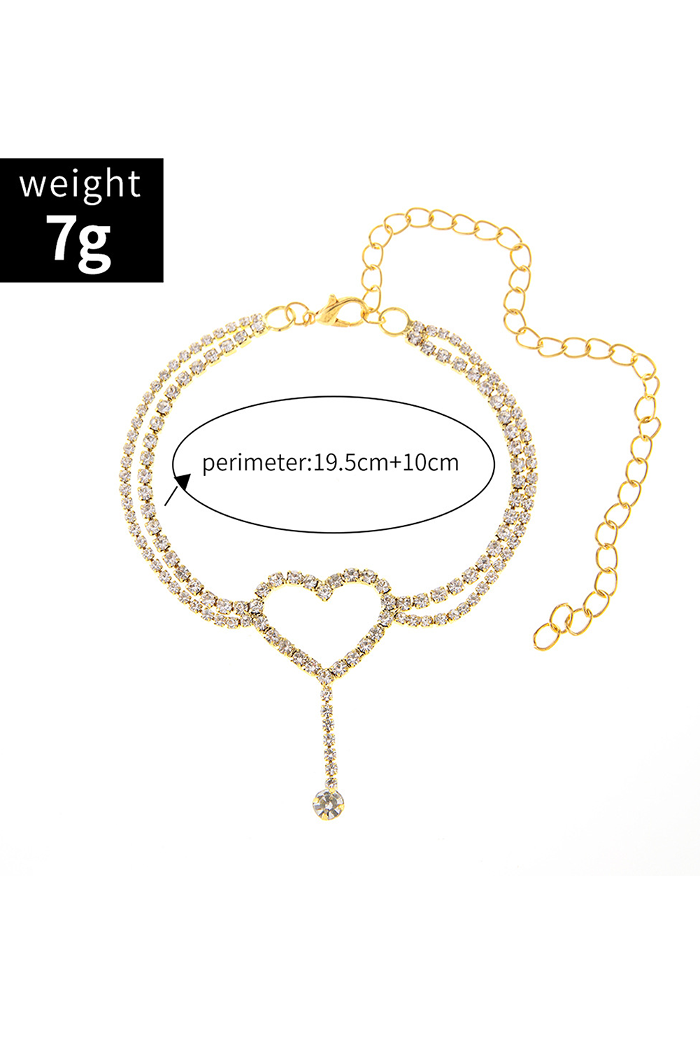 Gold Rhinestone Hollow Heart Anklet - The Fair Lady Shop