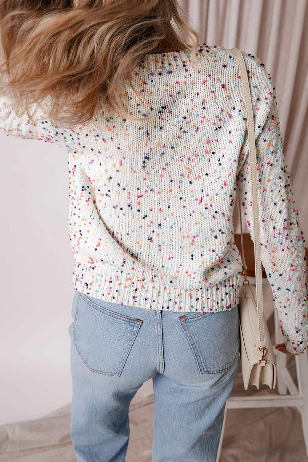 Apricot Confetti Knit Cropped Open Front Cardigan - The Fair Lady Shop