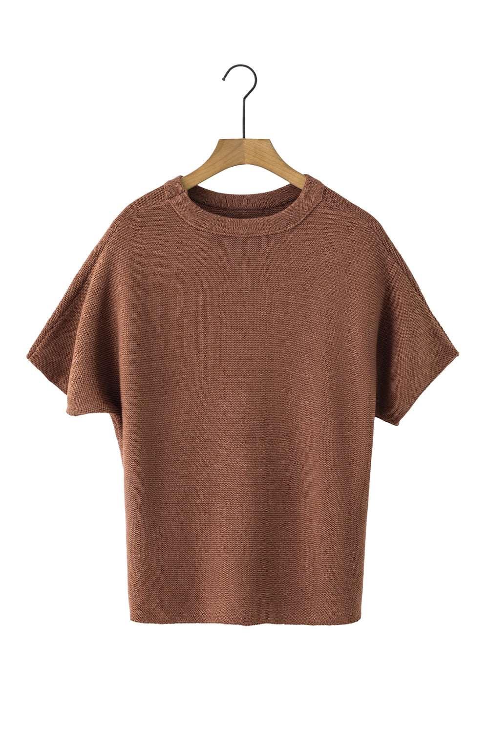 Apricot Mock Neck Short Batwing Sleeve Sweater - The Fair Lady Shop