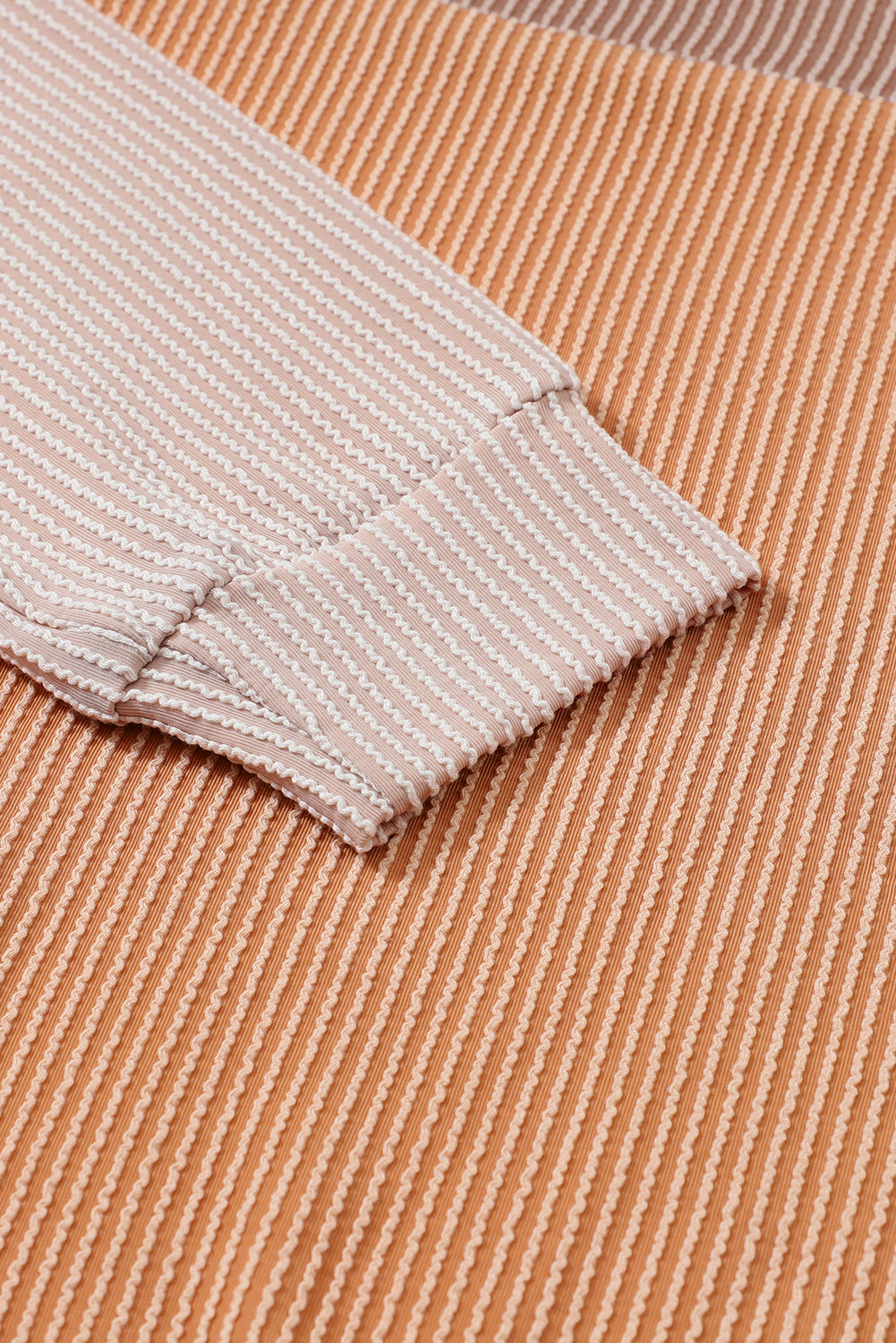 Khaki Color Block Ribbed Loose Long Sleeve Top - The Fair Lady Shop