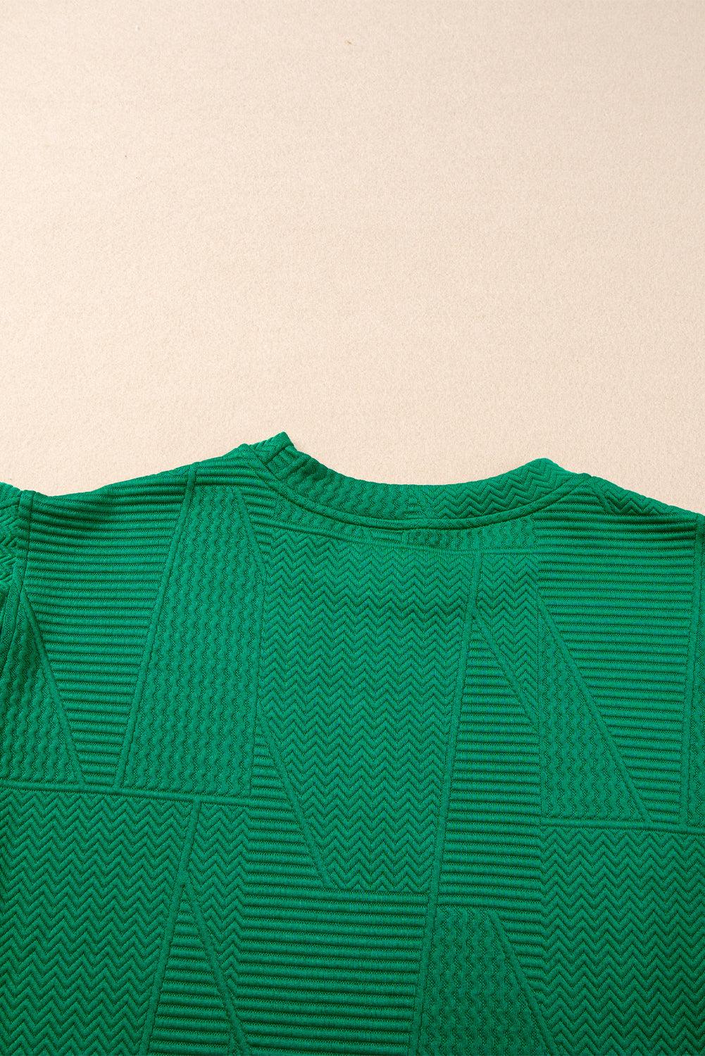 Dark Green Textured Ruffle Split Top and Drawstring Shorts Set - The Fair Lady Shop