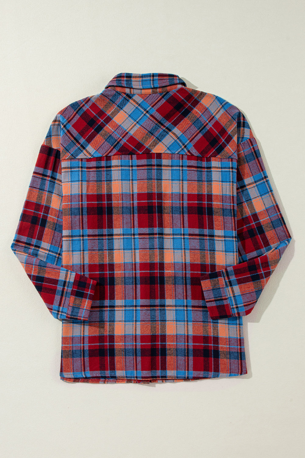 Red Plaid Print Drop Sleeve Loose Shirt - The Fair Lady Shop