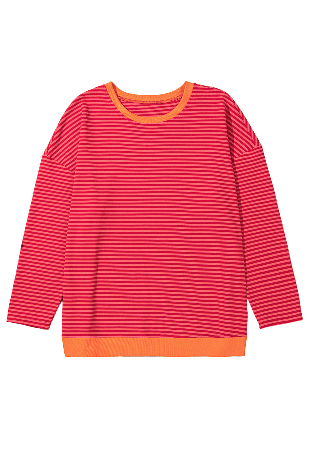 Orange Stripe Plus Size Drop Shoulder Long Sleeve Top - The Fair Lady Shop