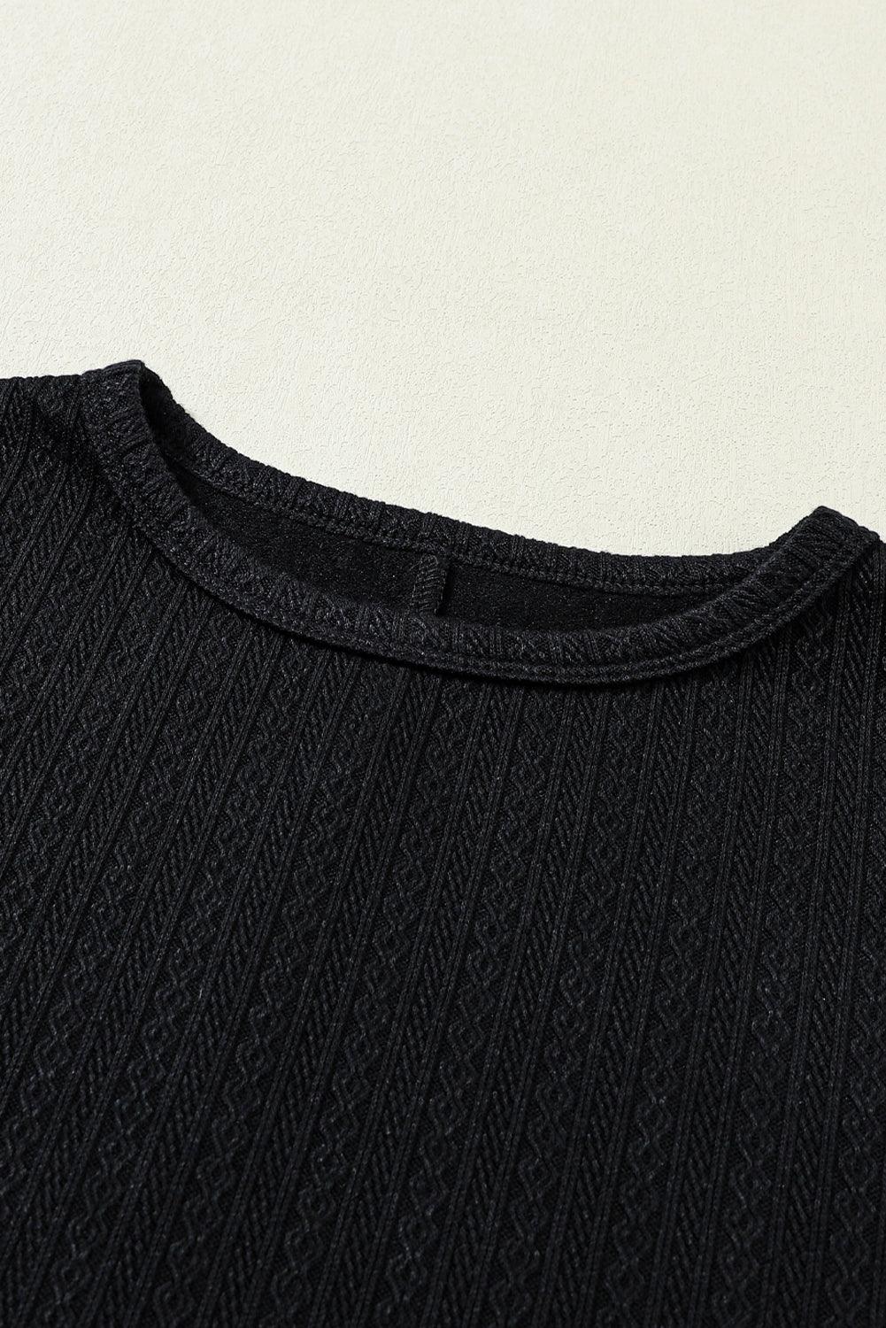 Ruby Solid Color Textured Lantern Sleeve Top - The Fair Lady Shop