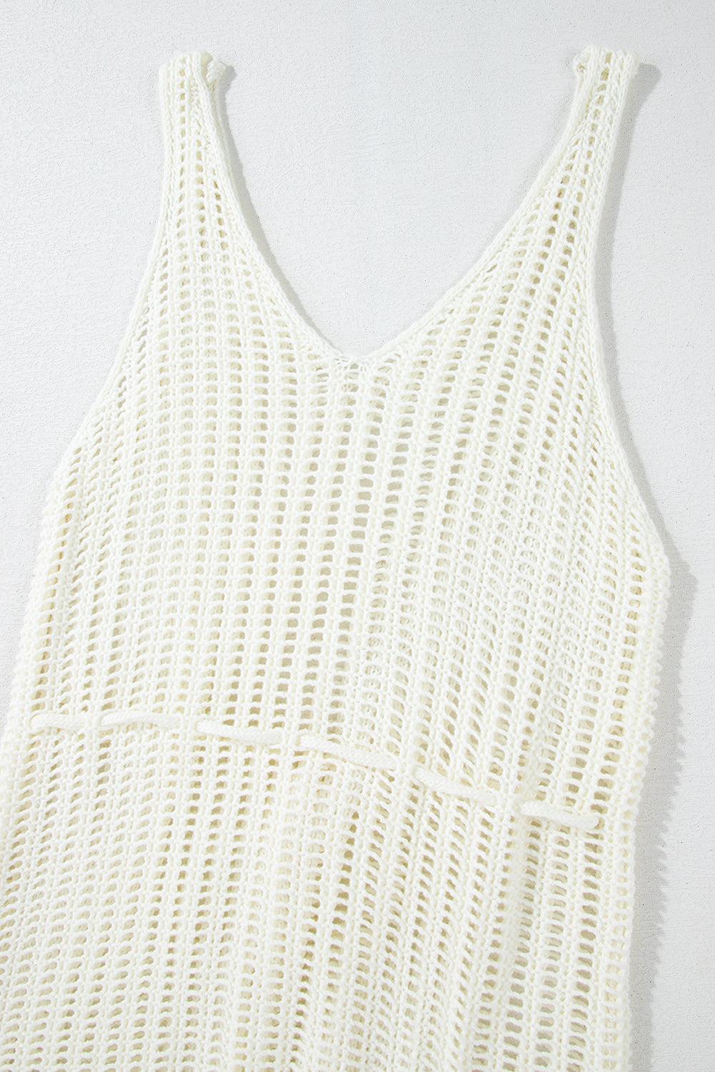 White Crochet Fishnet Fringe Hem Beach Cover Up - The Fair Lady Shop