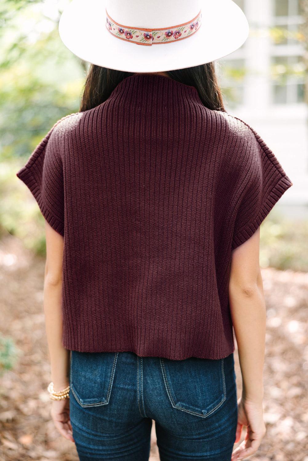 Green Patch Pocket Ribbed Knit Short Sleeve Sweater - The Fair Lady Shop