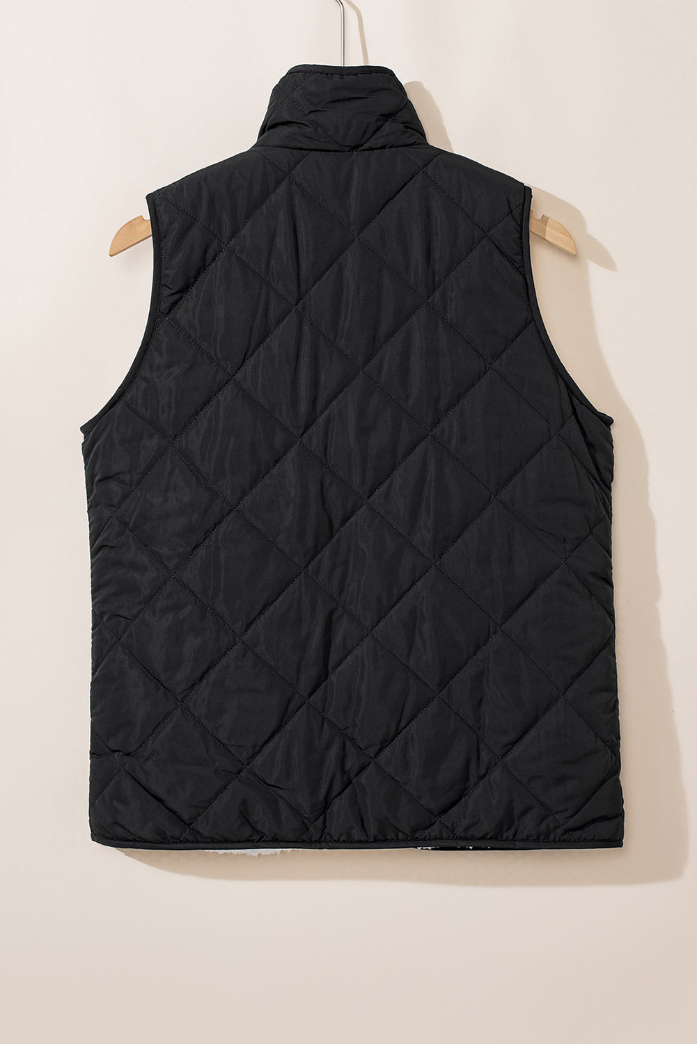 Black Zip Up Fleece Lined Quilted Vest Coat - The Fair Lady Shop