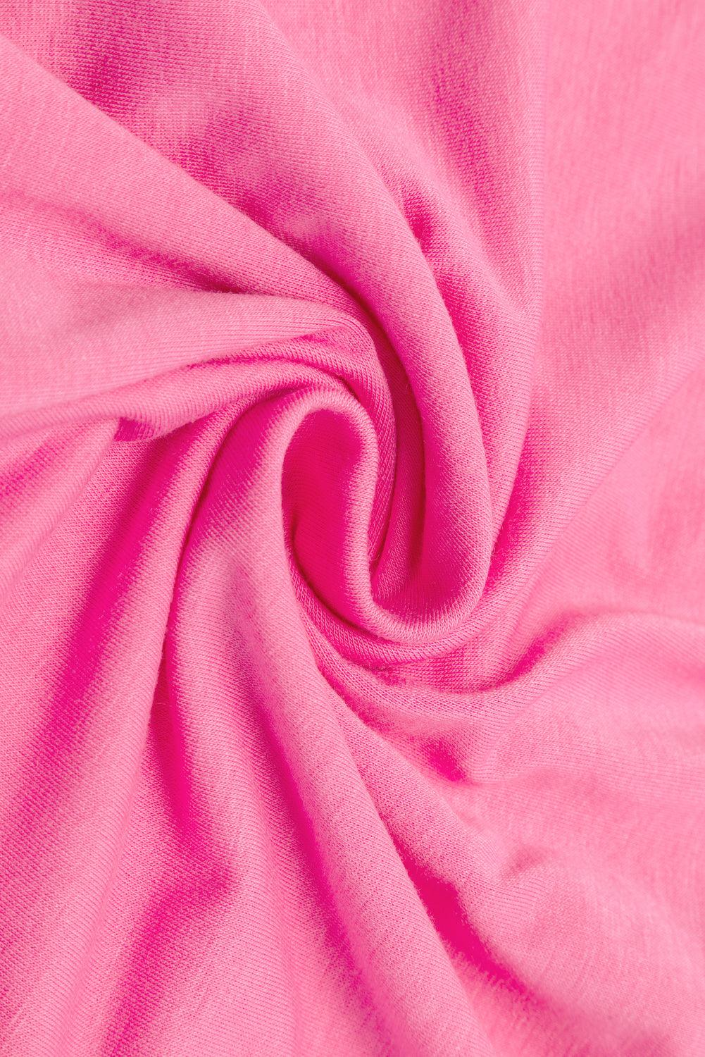 Strawberry Pink Plain Slim Fit Crop Top And Wide Leg Pants Set - The Fair Lady Shop