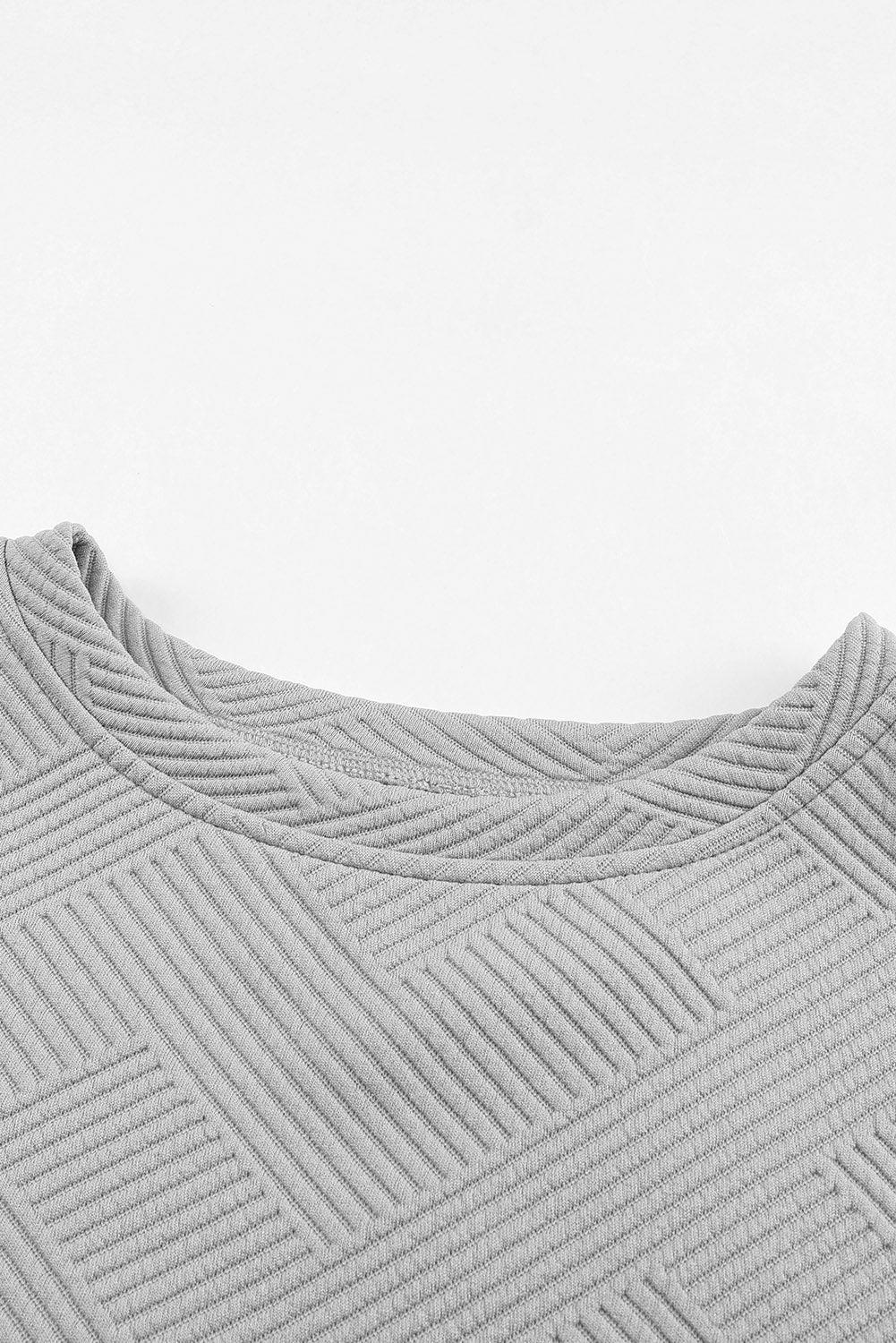 Gray Textured Long Sleeve Top & Drawstring Shorts Set - The Fair Lady Shop