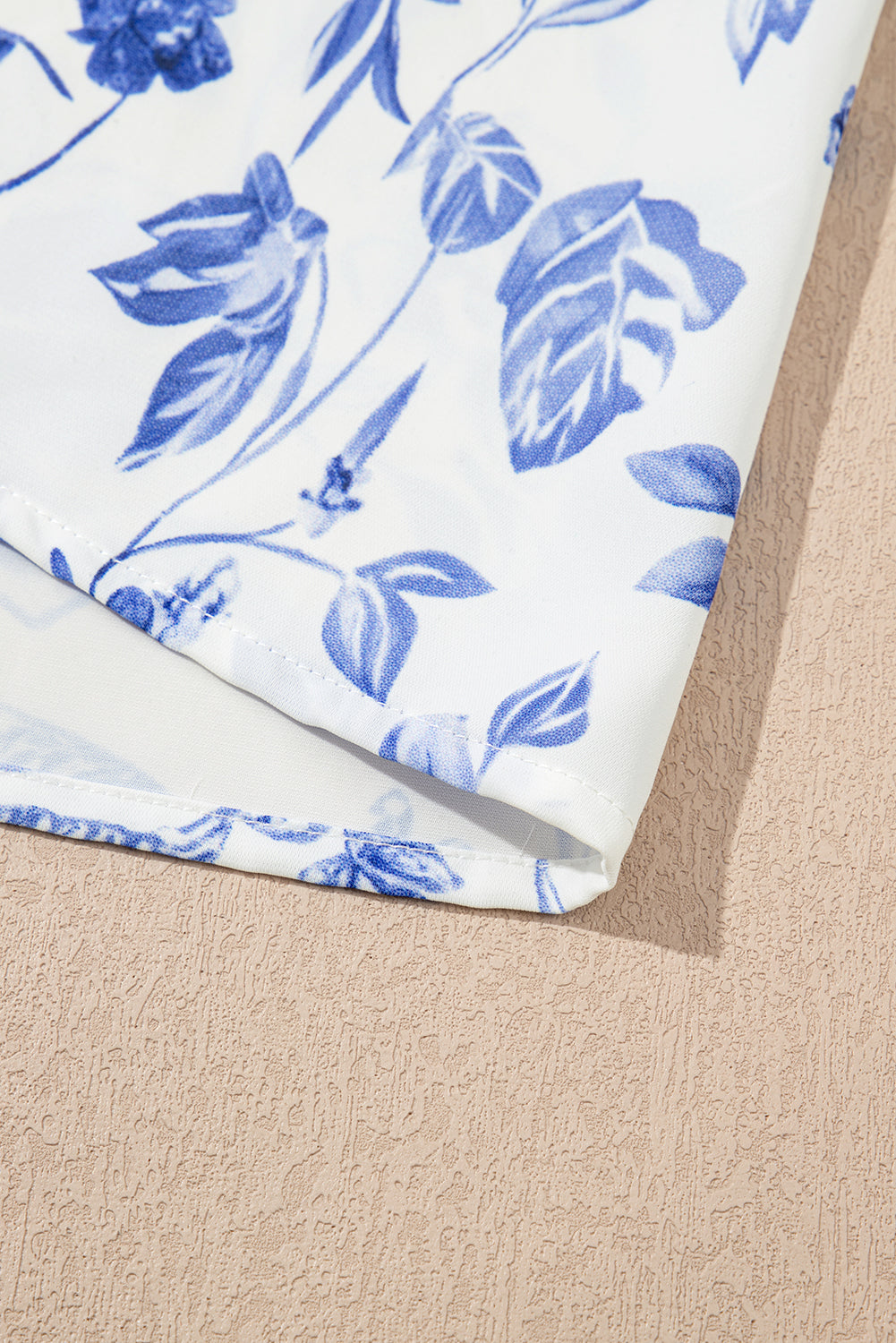Blue Floral V-Neck Short Sleeve Blouse - The Fair Lady Shop