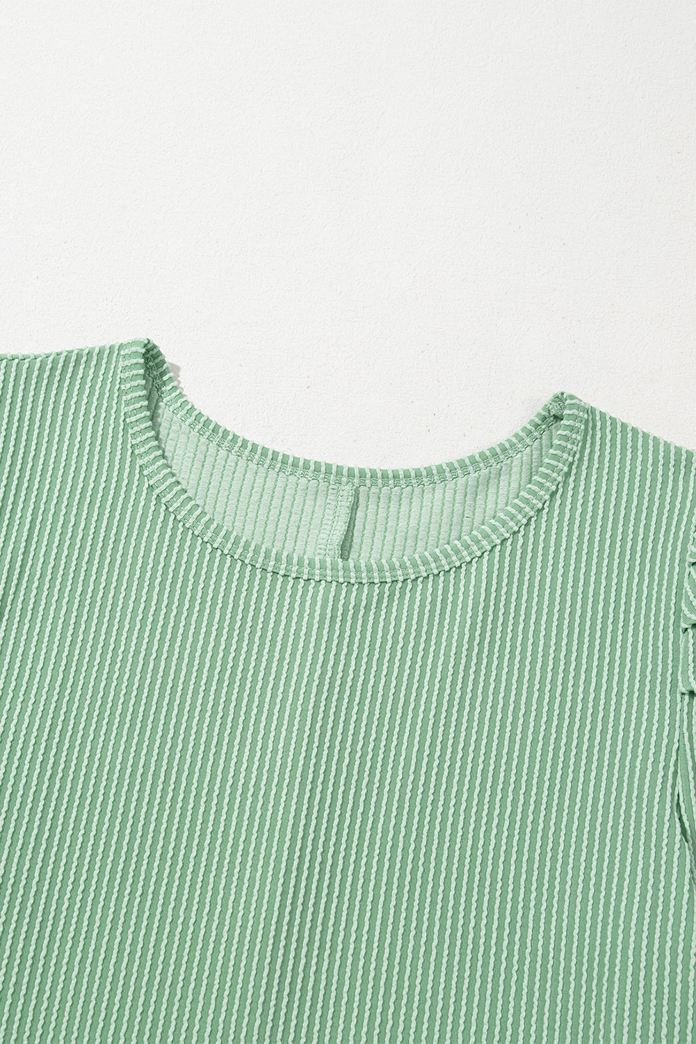 Mint Green Corded Crew Neck Puff Sleeve Mini Dress - The Fair Lady Shop