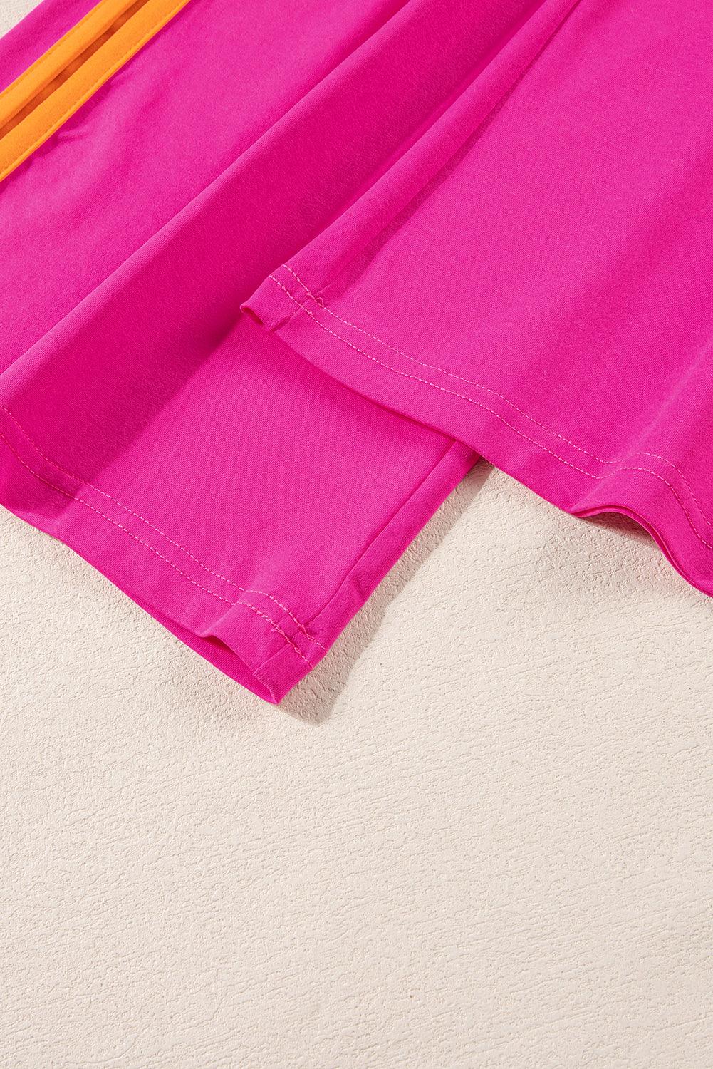 Chestnut Colorblock Cap Sleeve Tee and Wide Leg Pants Set - The Fair Lady Shop