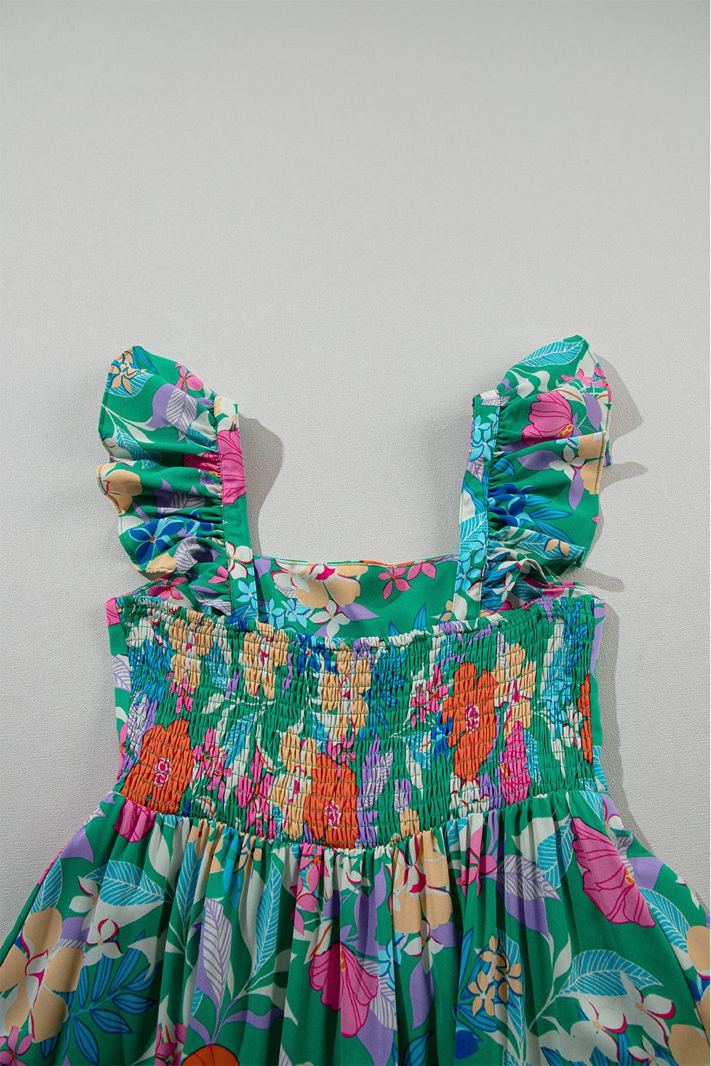 Pink Floral Print Sleeveless Ruffle Tiered Maxi Dress - The Fair Lady Shop