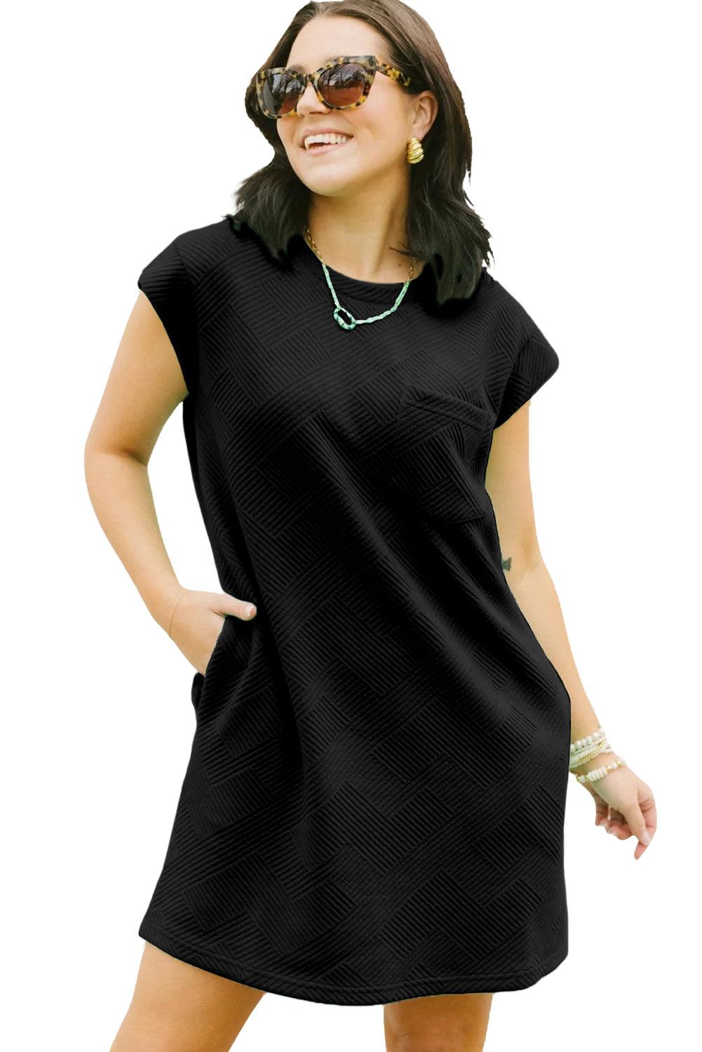 Sachet Pink Plain Textured Pocketed Mini Dress - The Fair Lady Shop
