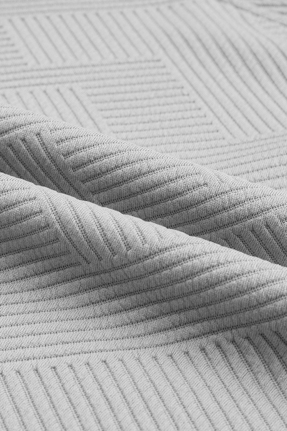 Gray Textured Long Sleeve Top & Drawstring Shorts Set - The Fair Lady Shop