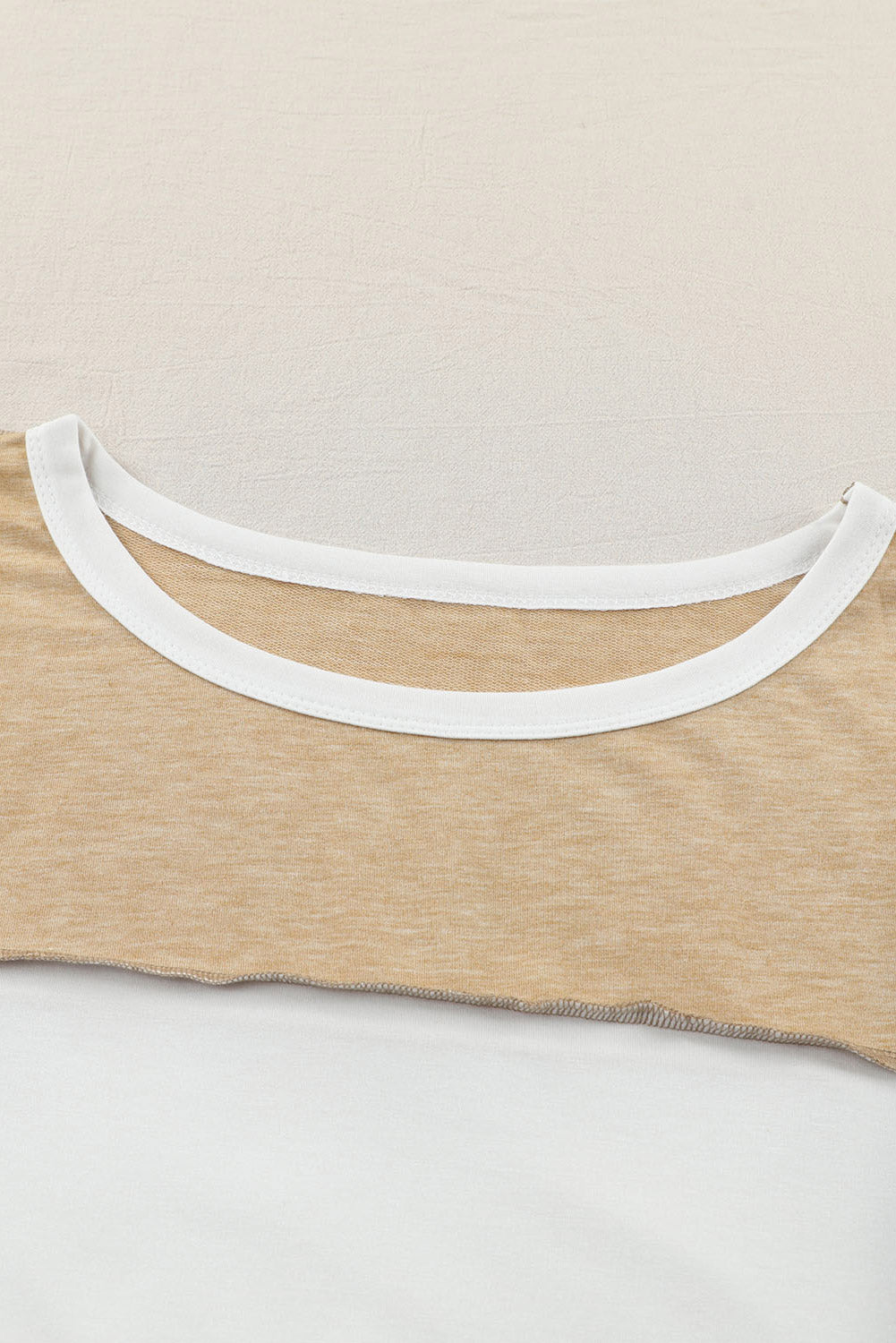 Khaki Color Block Exposed Seam Long Sleeve Top - The Fair Lady Shop