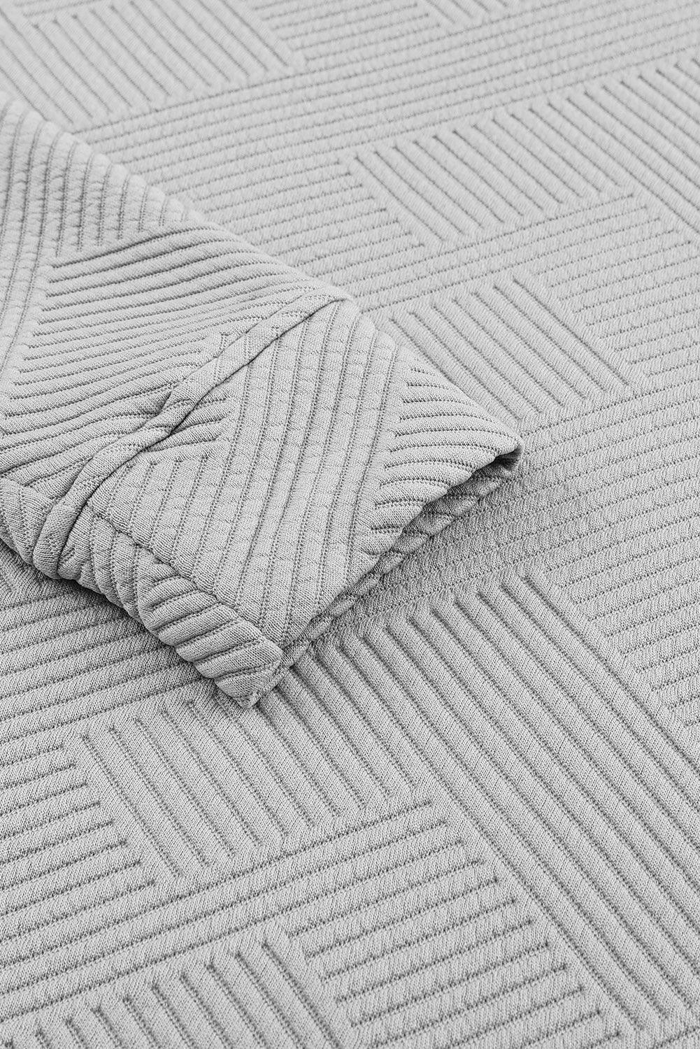 Gray Textured Long Sleeve Top & Drawstring Shorts Set - The Fair Lady Shop