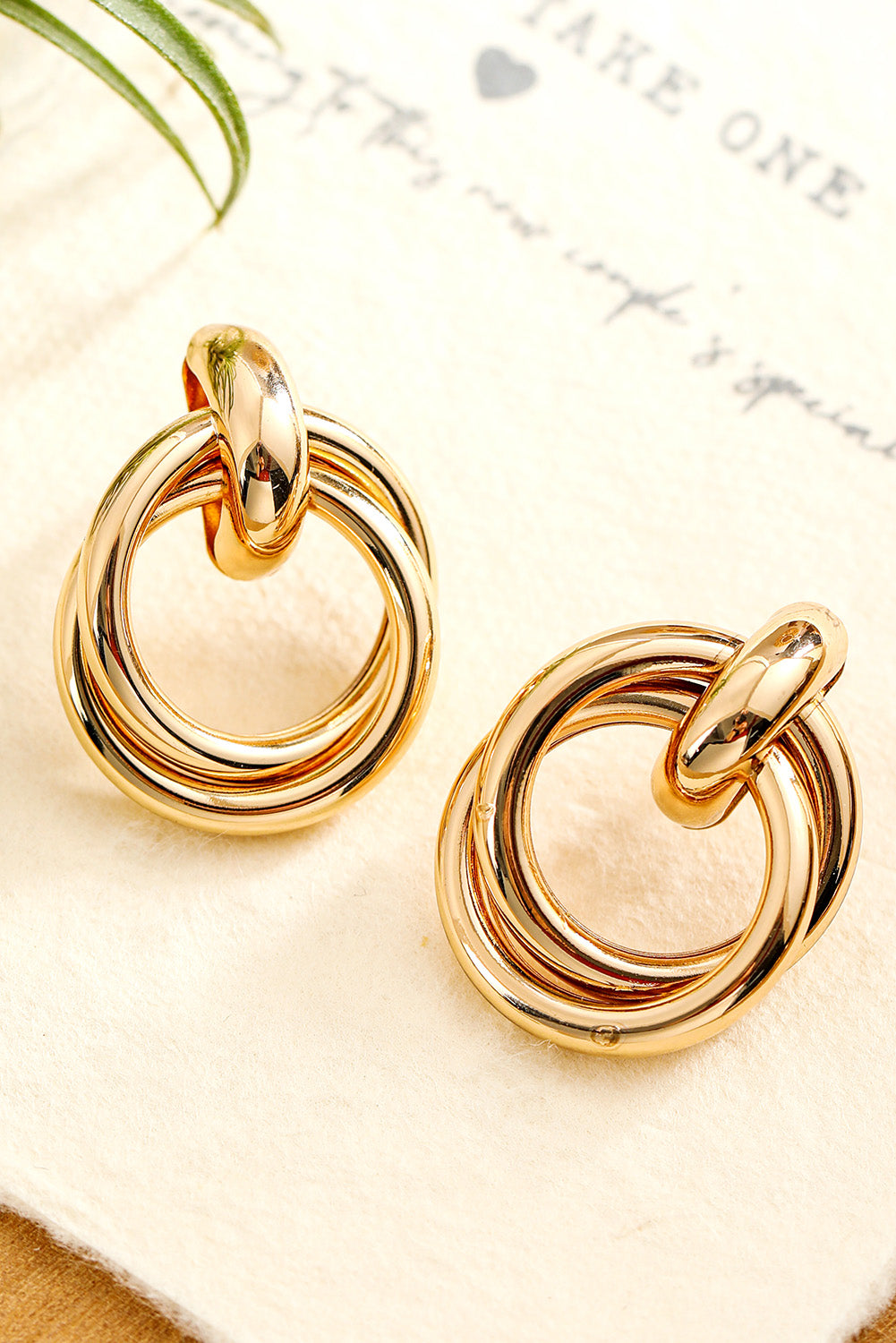 Gold Circles Plated Alloy Stud Earrings - The Fair Lady Shop