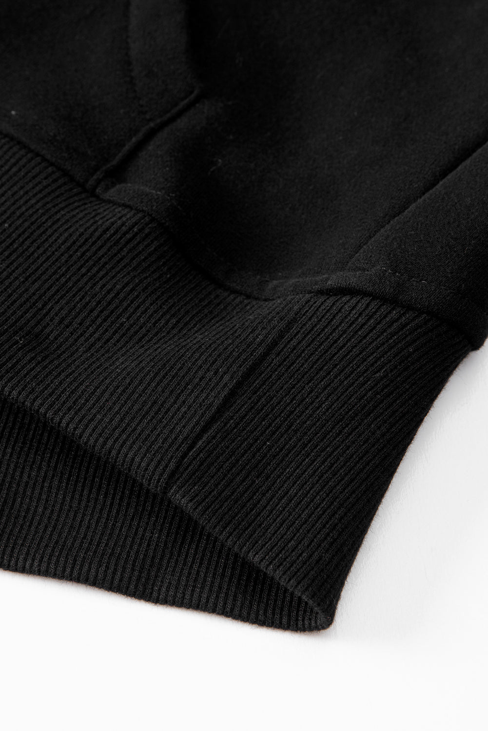 Black Zip Up Stand Collar Ribbed Thumbhole Sleeve Sweatshirt - The Fair Lady Shop