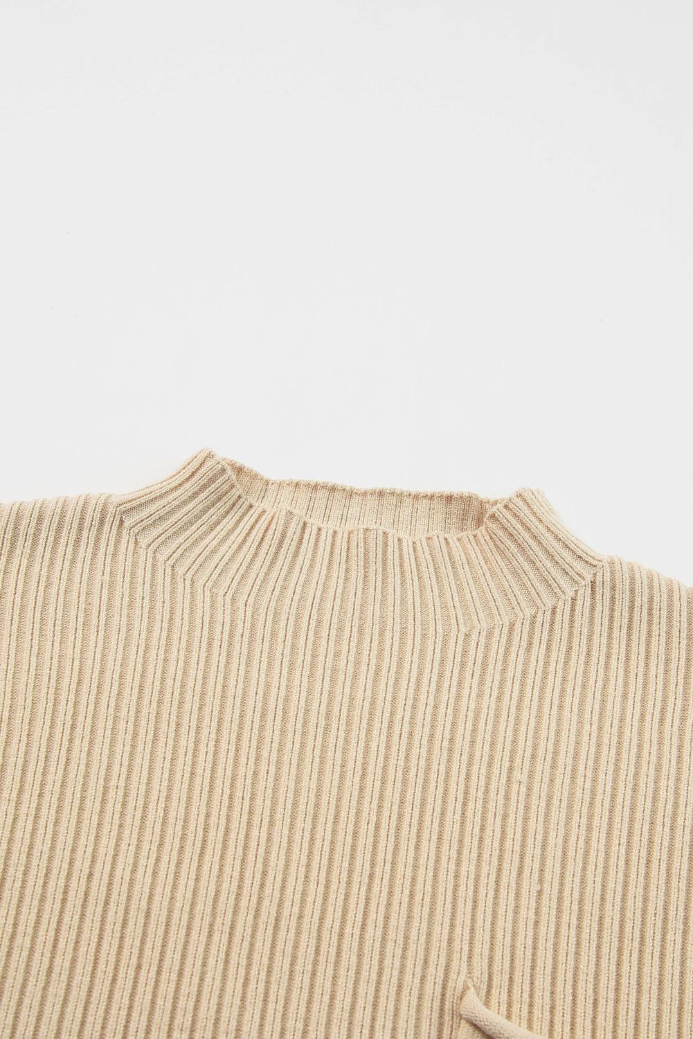 Green Patch Pocket Ribbed Knit Short Sleeve Sweater - The Fair Lady Shop