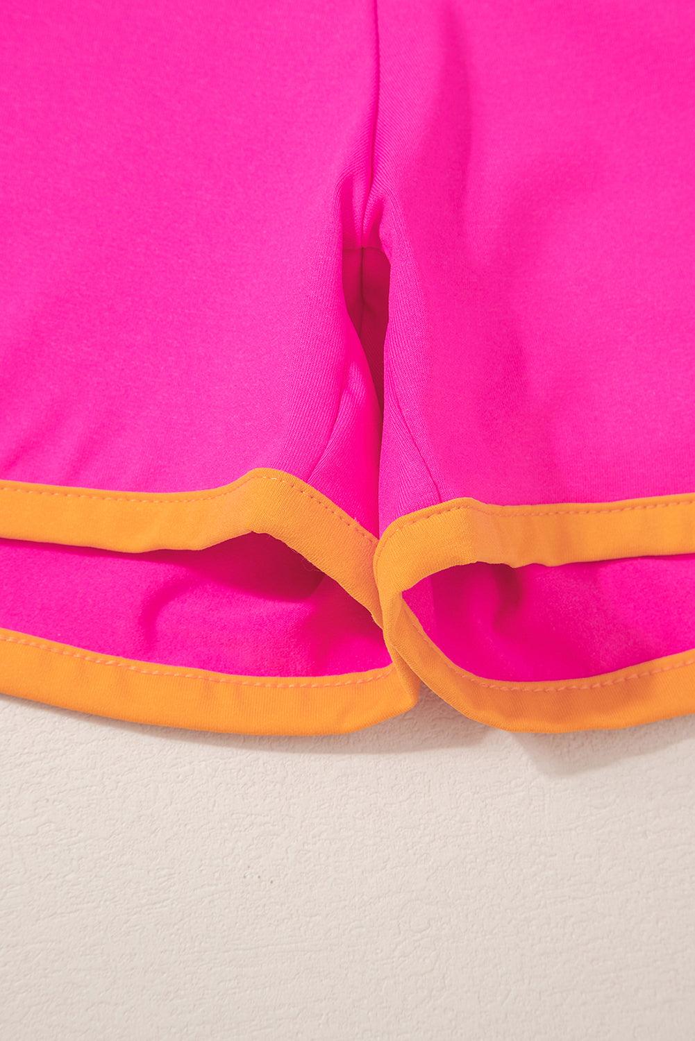 Peach Blossom Color Block Loose Fit Top & Elastic Waist Shorts Set - The Fair Lady Shop