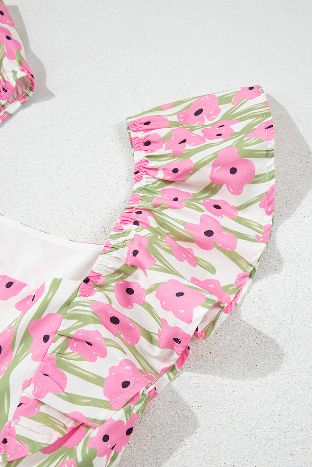 Pink Floral Print Square Neck Ruffled Strap Maxi Dress - The Fair Lady Shop