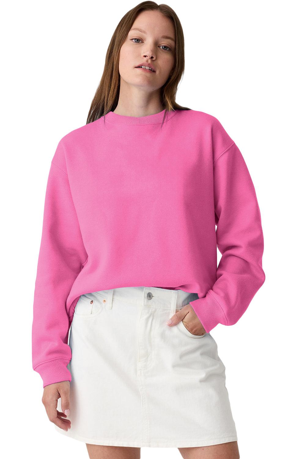 Burgundy Plain Drop Shoulder Crewneck Pullover Sweatshirt - The Fair Lady Shop