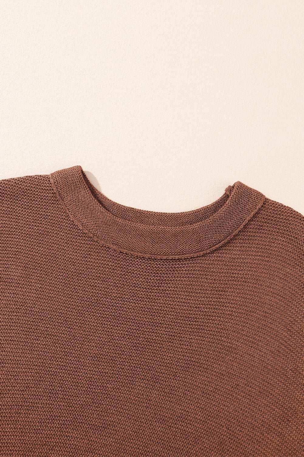 Apricot Mock Neck Short Batwing Sleeve Sweater - The Fair Lady Shop