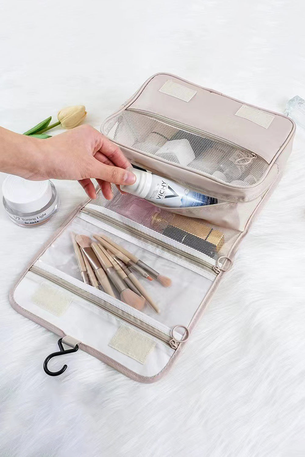 Apricot Multi-functional Make Up Organizer Travel Toiletry Bag - The Fair Lady Shop