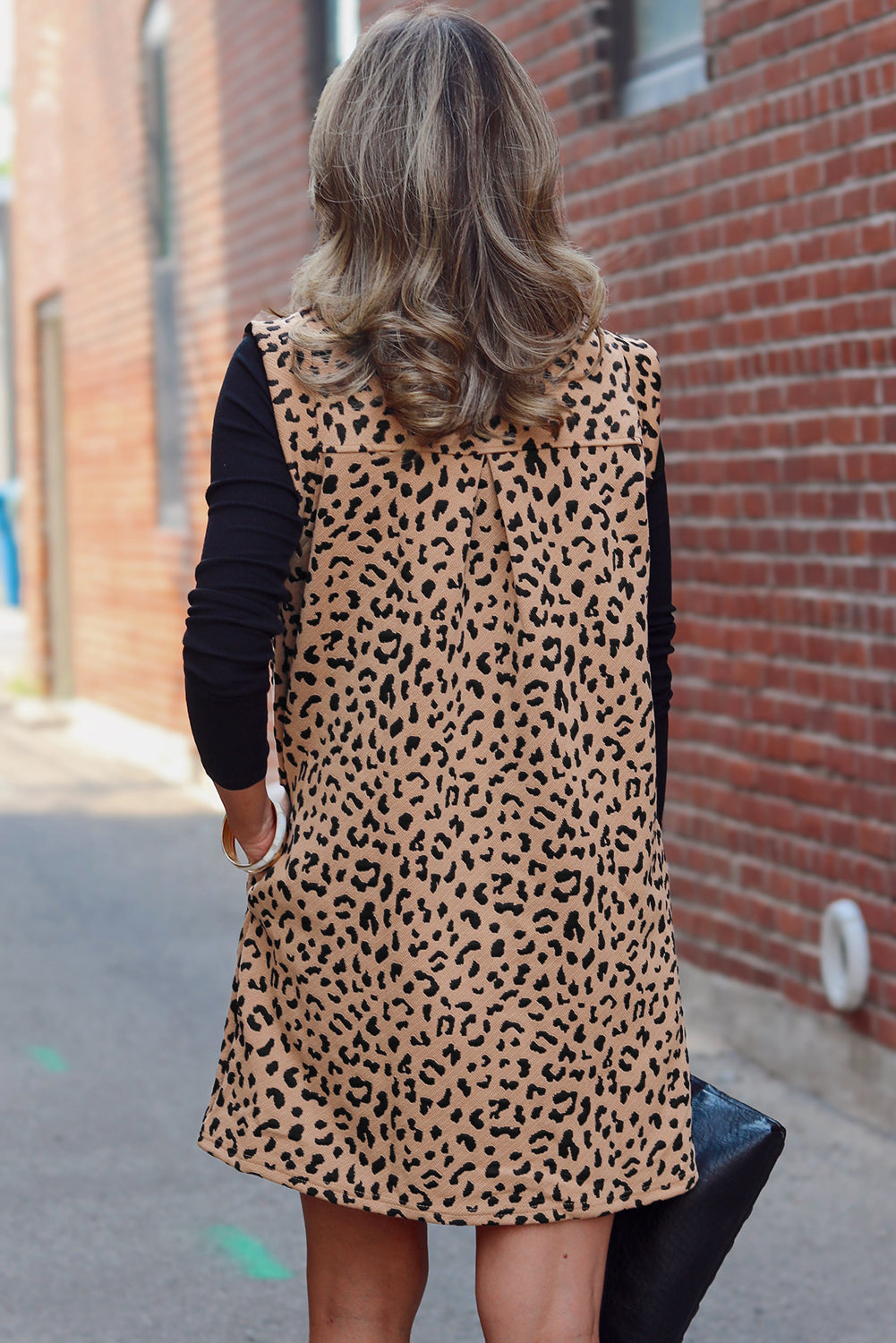 Khaki Leopard Print V Neck Sleeveless Collared Mini Dress - The Fair Lady Shop