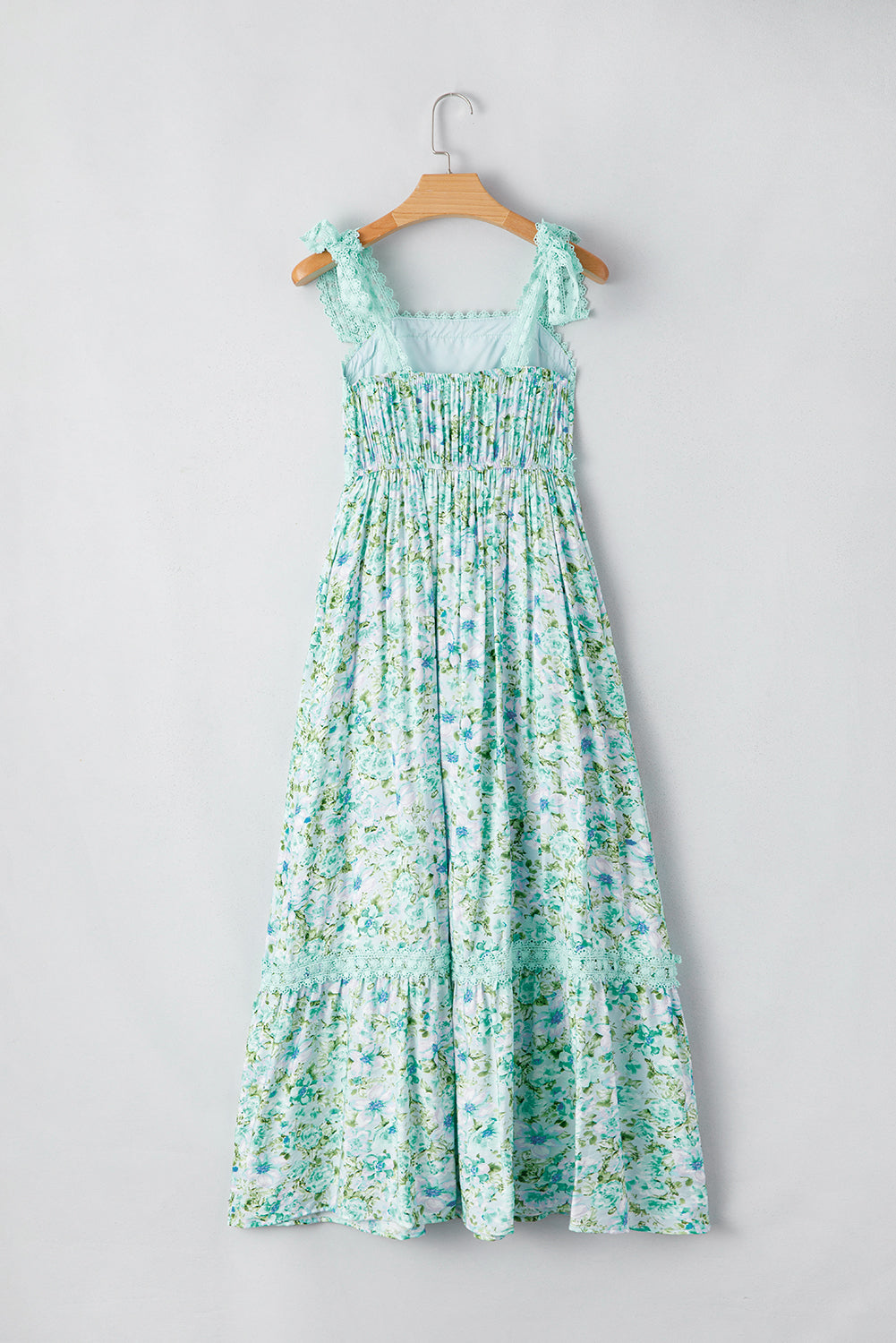 Green Floral Lace Tied Strap Empire Waist Maxi Dress - The Fair Lady Shop