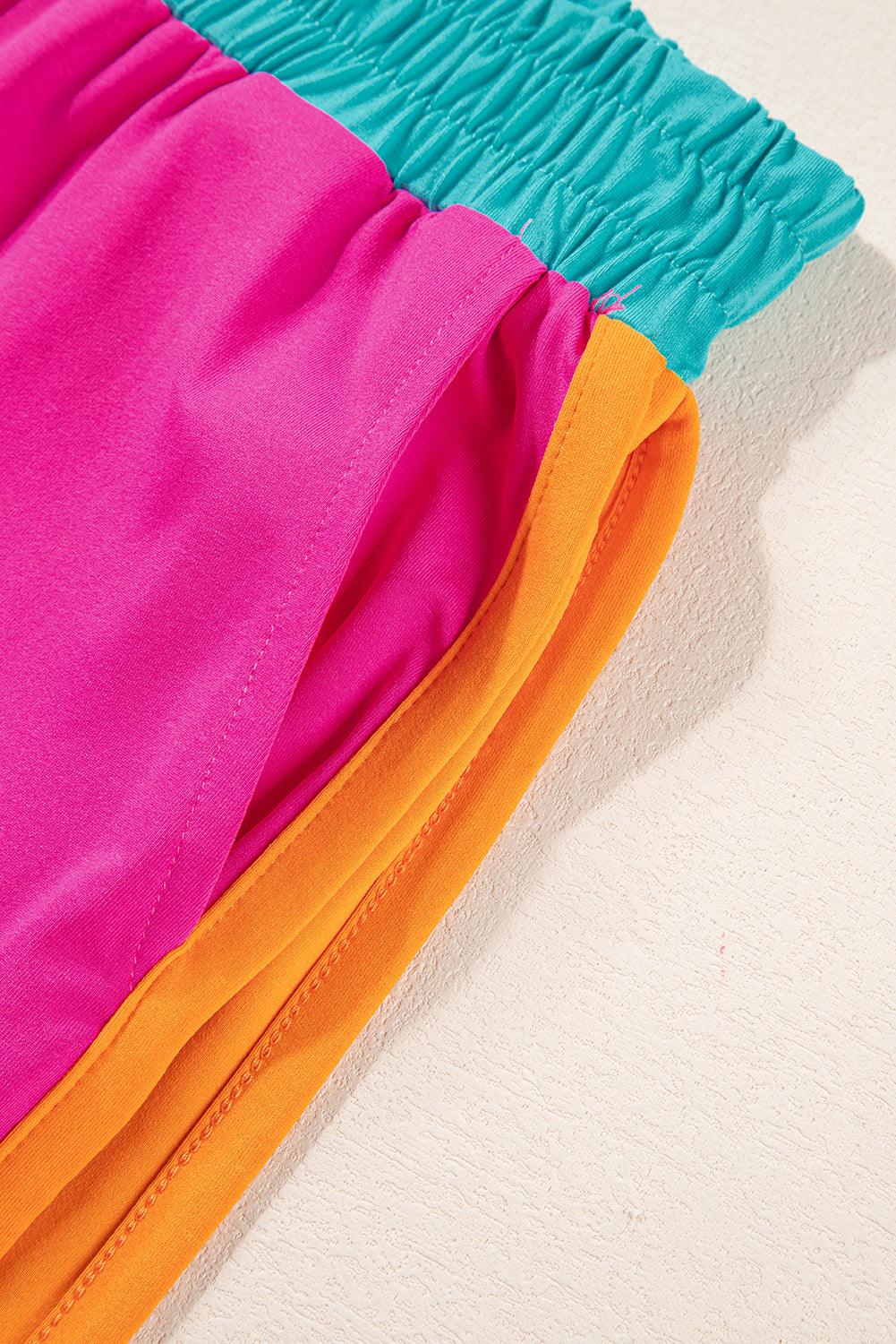 Chestnut Colorblock Cap Sleeve Tee and Wide Leg Pants Set - The Fair Lady Shop