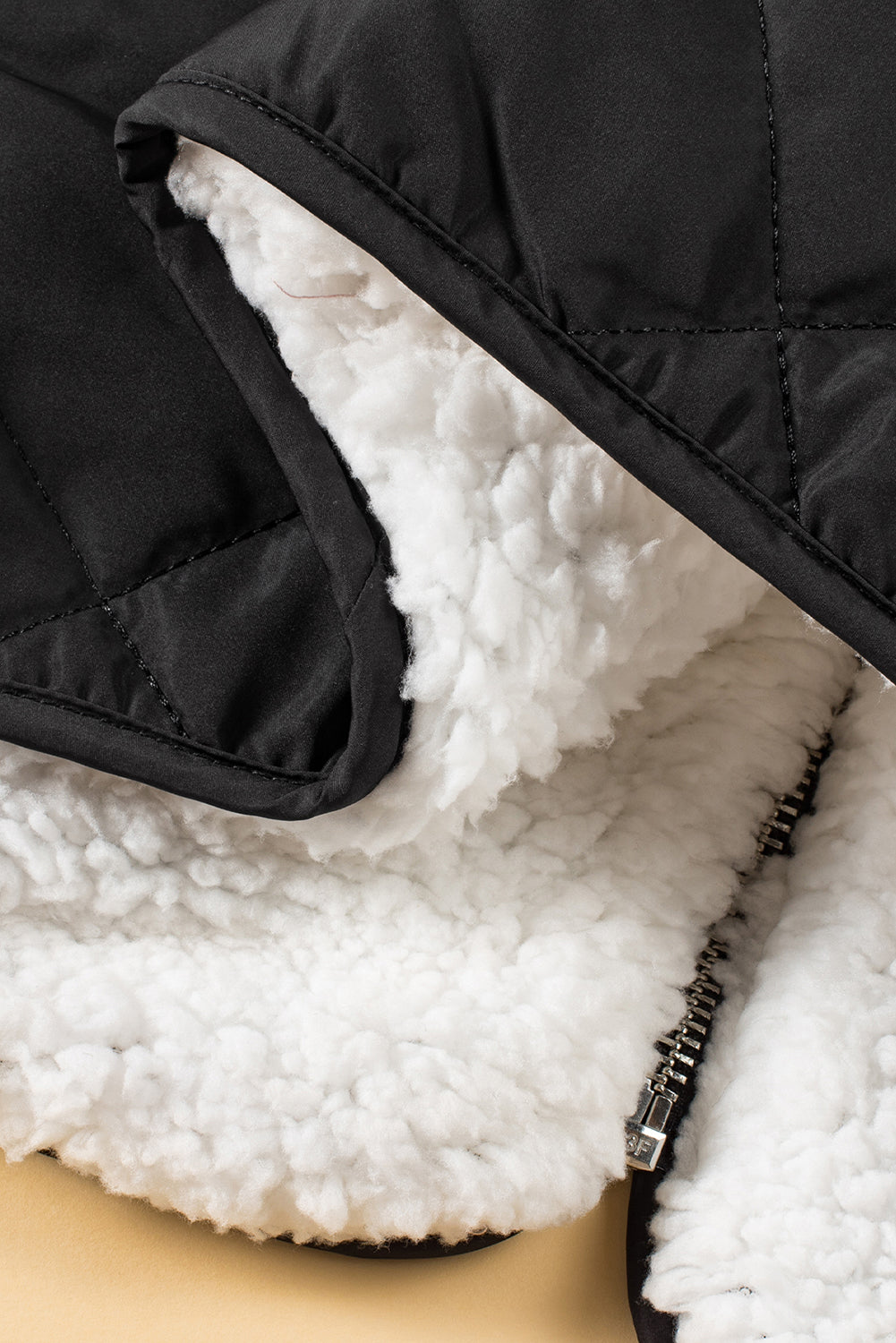 Black Zip Up Fleece Lined Quilted Vest Coat - The Fair Lady Shop